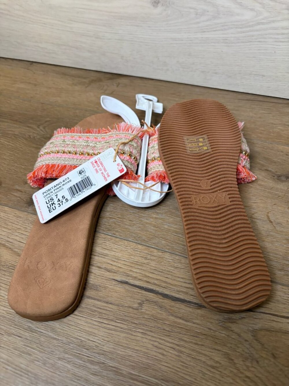 Roxy Women Positano Flat Woven Slide Sandals Open Pink Rose Size 7 NWT